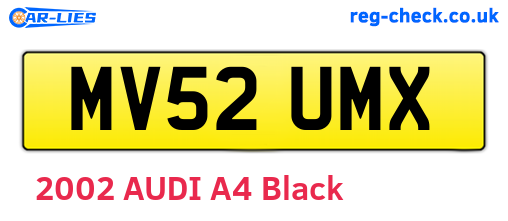 MV52UMX are the vehicle registration plates.