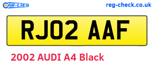 RJ02AAF are the vehicle registration plates.