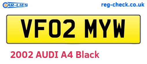 VF02MYW are the vehicle registration plates.