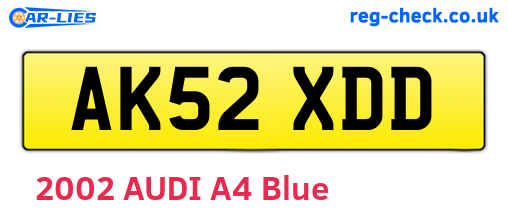AK52XDD are the vehicle registration plates.