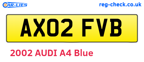 AX02FVB are the vehicle registration plates.