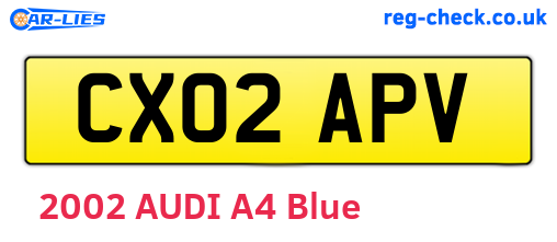 CX02APV are the vehicle registration plates.