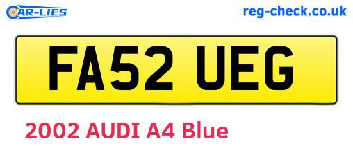 FA52UEG are the vehicle registration plates.