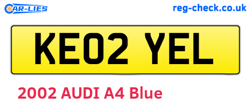 KE02YEL are the vehicle registration plates.