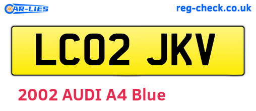 LC02JKV are the vehicle registration plates.