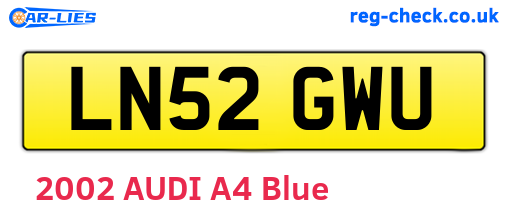 LN52GWU are the vehicle registration plates.