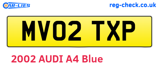 MV02TXP are the vehicle registration plates.