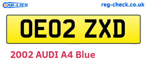 OE02ZXD are the vehicle registration plates.