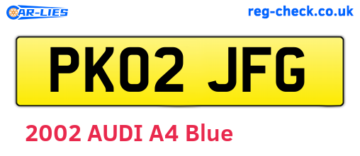 PK02JFG are the vehicle registration plates.