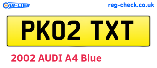 PK02TXT are the vehicle registration plates.