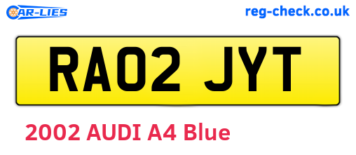RA02JYT are the vehicle registration plates.