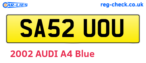SA52UOU are the vehicle registration plates.