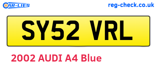 SY52VRL are the vehicle registration plates.