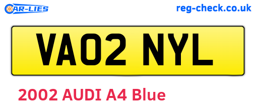 VA02NYL are the vehicle registration plates.