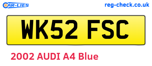 WK52FSC are the vehicle registration plates.