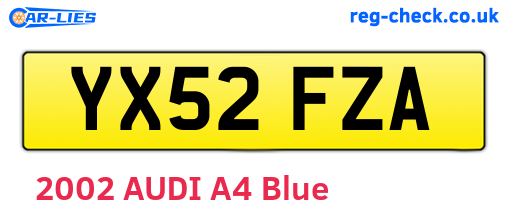 YX52FZA are the vehicle registration plates.
