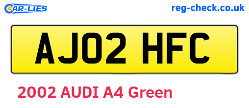AJ02HFC are the vehicle registration plates.