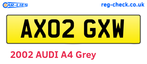 AX02GXW are the vehicle registration plates.