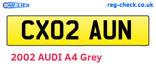 CX02AUN are the vehicle registration plates.
