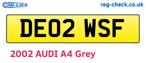 DE02WSF are the vehicle registration plates.
