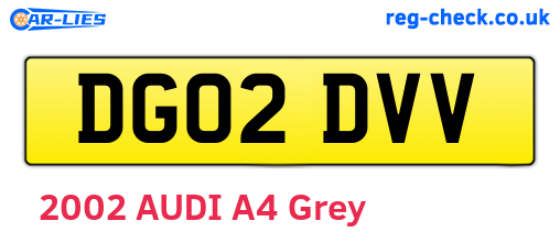 DG02DVV are the vehicle registration plates.