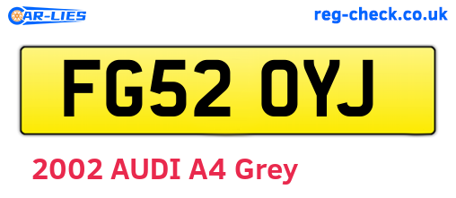 FG52OYJ are the vehicle registration plates.