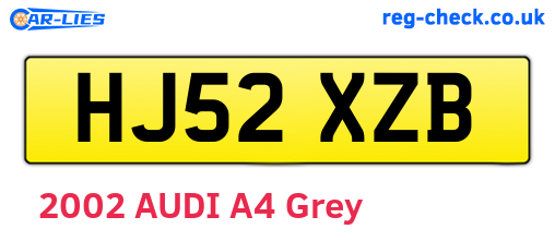 HJ52XZB are the vehicle registration plates.