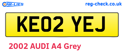 KE02YEJ are the vehicle registration plates.