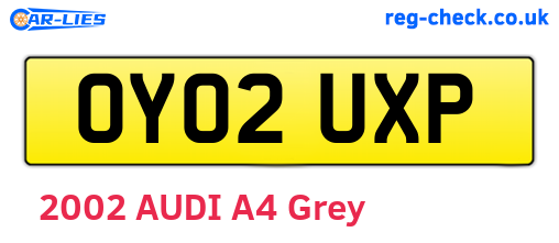OY02UXP are the vehicle registration plates.