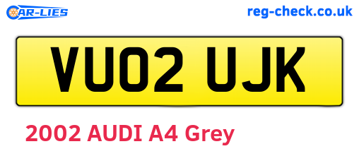 VU02UJK are the vehicle registration plates.