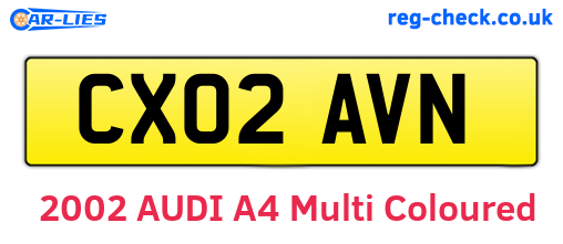 CX02AVN are the vehicle registration plates.
