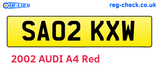 SA02KXW are the vehicle registration plates.