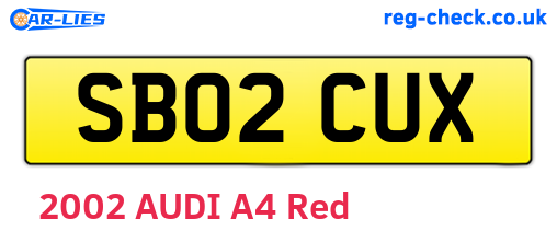 SB02CUX are the vehicle registration plates.