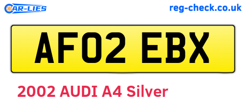 AF02EBX are the vehicle registration plates.