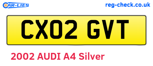 CX02GVT are the vehicle registration plates.