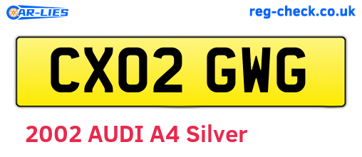 CX02GWG are the vehicle registration plates.