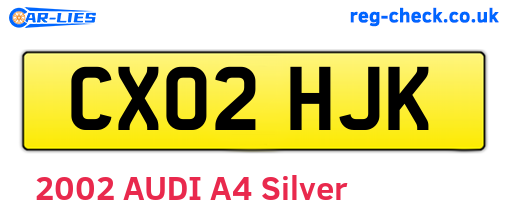 CX02HJK are the vehicle registration plates.