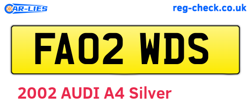 FA02WDS are the vehicle registration plates.