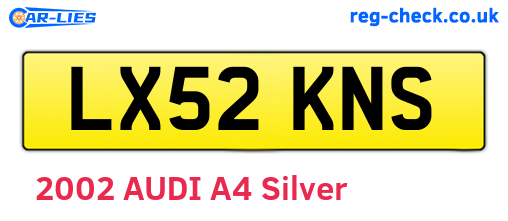 LX52KNS are the vehicle registration plates.