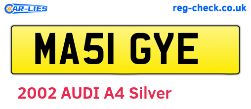 MA51GYE are the vehicle registration plates.