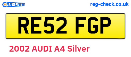 RE52FGP are the vehicle registration plates.