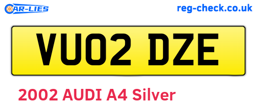 VU02DZE are the vehicle registration plates.