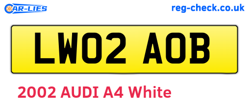 LW02AOB are the vehicle registration plates.