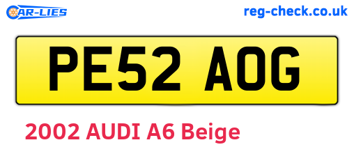 PE52AOG are the vehicle registration plates.