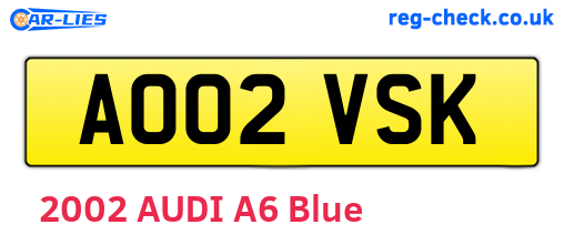 AO02VSK are the vehicle registration plates.