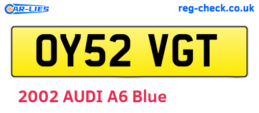 OY52VGT are the vehicle registration plates.