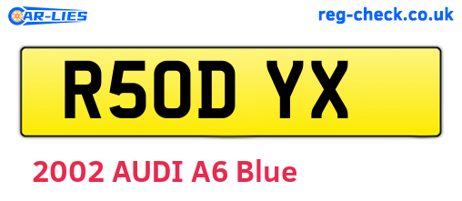 R50DYX are the vehicle registration plates.