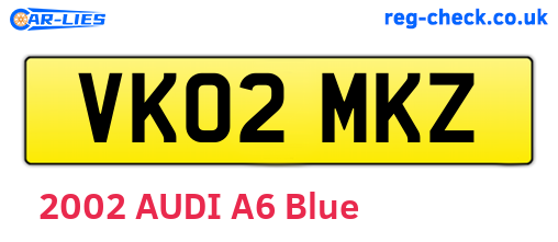 VK02MKZ are the vehicle registration plates.
