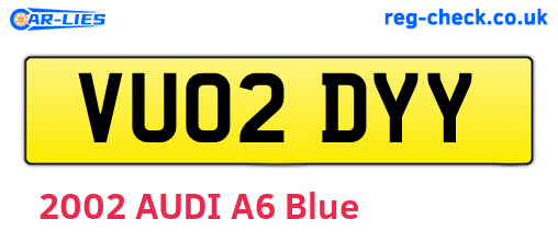 VU02DYY are the vehicle registration plates.