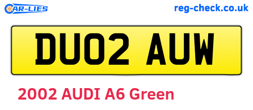 DU02AUW are the vehicle registration plates.